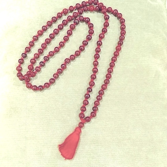 Jewelry - Red and Brown Tasseled Necklace